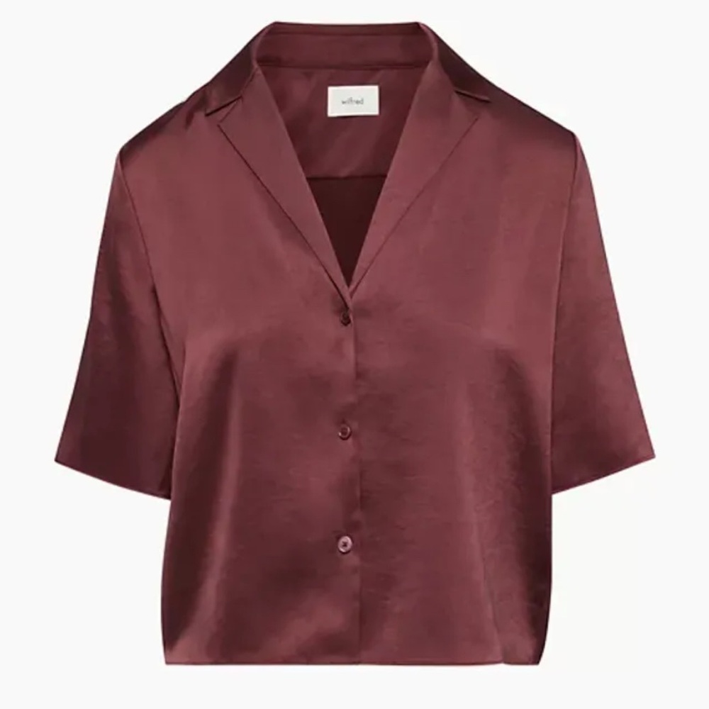 Women's Satin Button-Up Blouse
